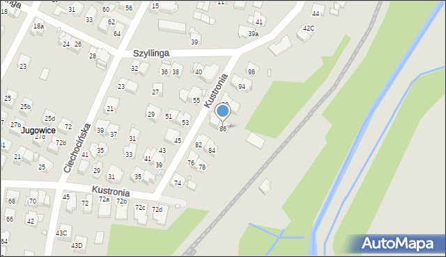 Kraków, Kustronia Józefa, 86, mapa Krakowa