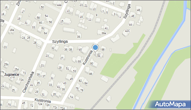 Kraków, Kustronia Józefa, 96, mapa Krakowa