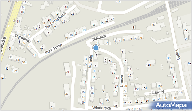 Kraków, Kurasia Ferdynanda, 2, mapa Krakowa