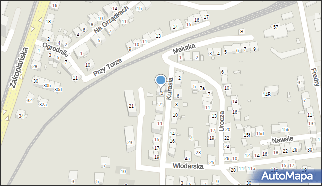 Kraków, Kurasia Ferdynanda, 5, mapa Krakowa