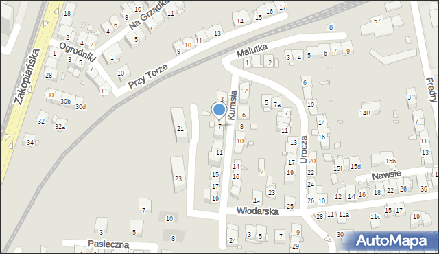 Kraków, Kurasia Ferdynanda, 7, mapa Krakowa