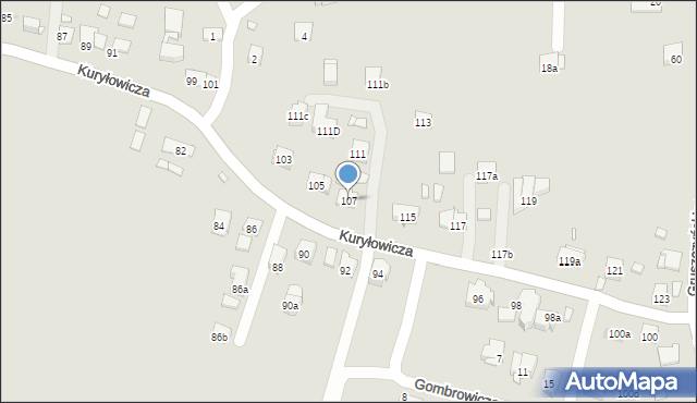 Kraków, Kuryłowicza Jerzego, 107, mapa Krakowa