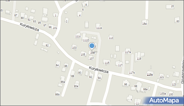 Kraków, Kuryłowicza Jerzego, 109, mapa Krakowa