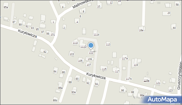 Kraków, Kuryłowicza Jerzego, 111, mapa Krakowa