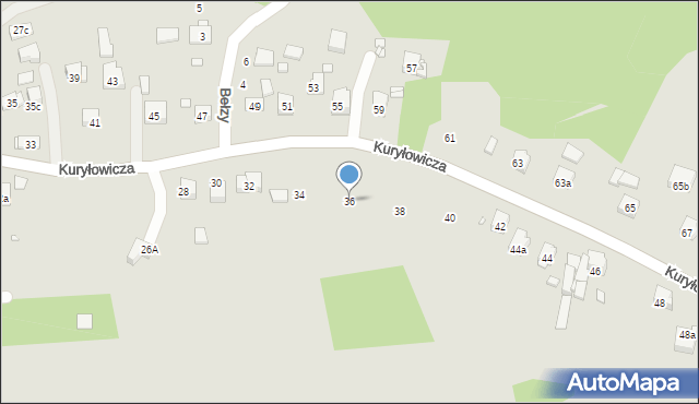 Kraków, Kuryłowicza Jerzego, 36, mapa Krakowa