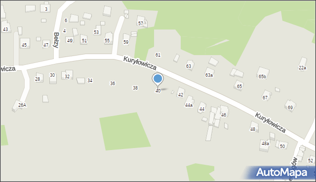 Kraków, Kuryłowicza Jerzego, 40, mapa Krakowa