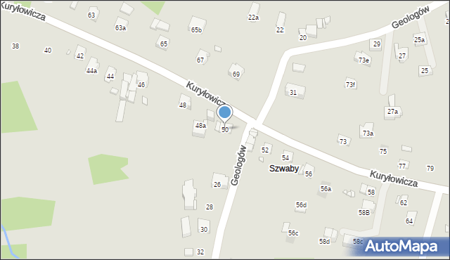 Kraków, Kuryłowicza Jerzego, 50, mapa Krakowa