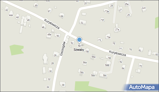 Kraków, Kuryłowicza Jerzego, 54, mapa Krakowa