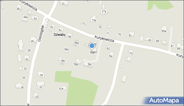 Kraków, Kuryłowicza Jerzego, 58B, mapa Krakowa