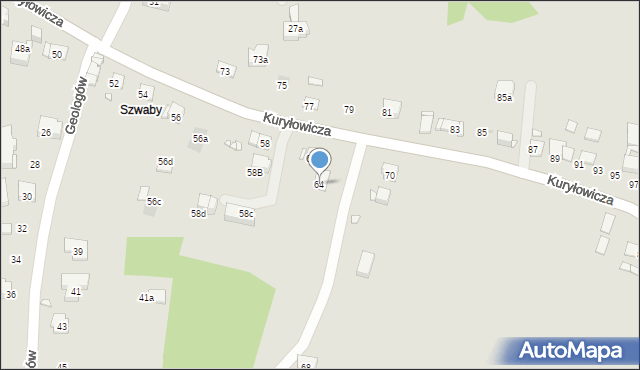 Kraków, Kuryłowicza Jerzego, 64, mapa Krakowa