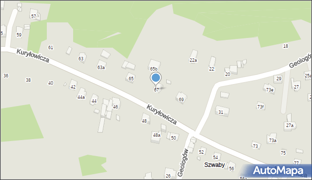 Kraków, Kuryłowicza Jerzego, 67, mapa Krakowa