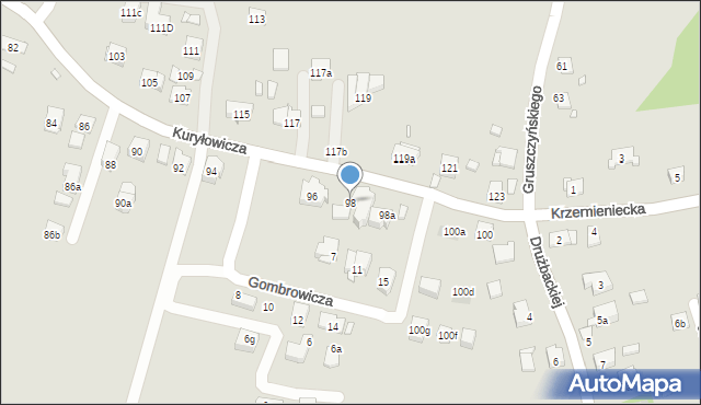 Kraków, Kuryłowicza Jerzego, 98, mapa Krakowa