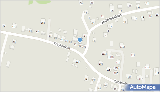 Kraków, Kuryłowicza Jerzego, 99, mapa Krakowa