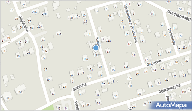 Kraków, Kusia Jana, ks., 18, mapa Krakowa