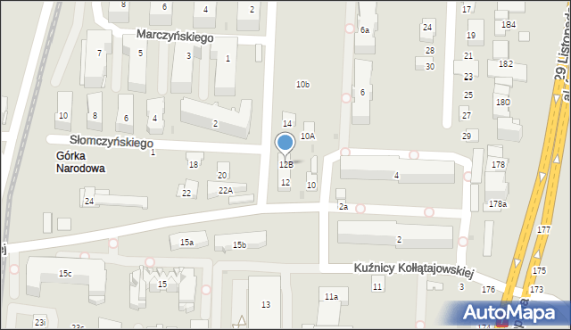 Kraków, Kuźnicy Kołłątajowskiej, 12B, mapa Krakowa