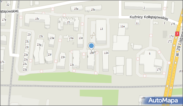Kraków, Kuźnicy Kołłątajowskiej, 13b, mapa Krakowa