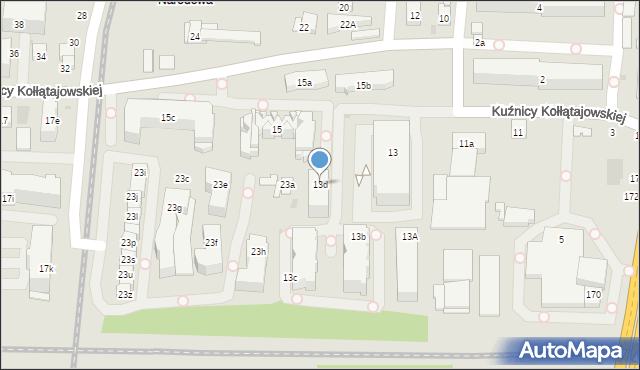 Kraków, Kuźnicy Kołłątajowskiej, 13d, mapa Krakowa