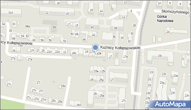 Kraków, Kuźnicy Kołłątajowskiej, 17b, mapa Krakowa