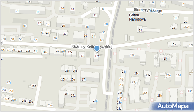 Kraków, Kuźnicy Kołłątajowskiej, 17e, mapa Krakowa