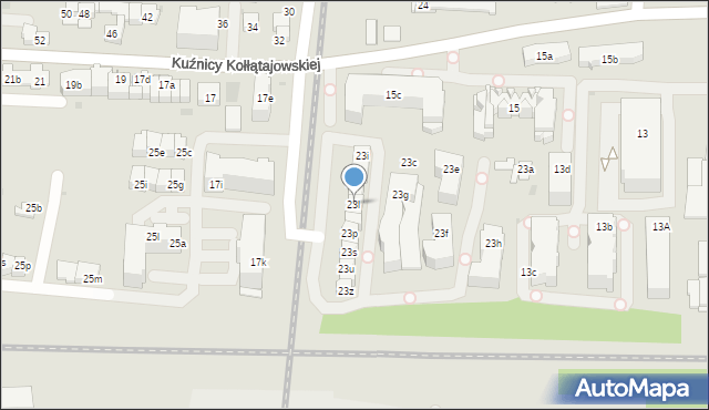 Kraków, Kuźnicy Kołłątajowskiej, 23l, mapa Krakowa