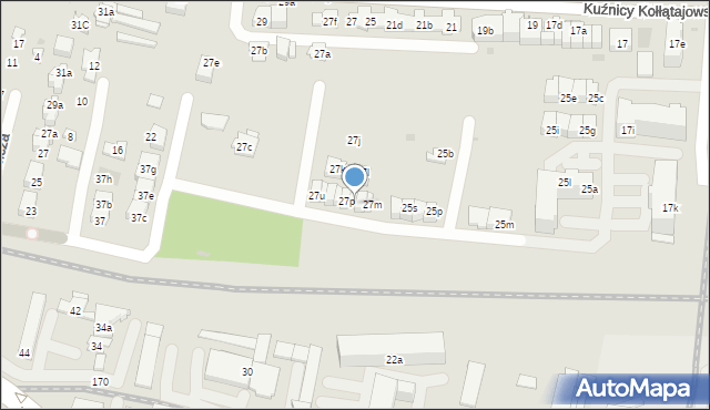 Kraków, Kuźnicy Kołłątajowskiej, 27o, mapa Krakowa