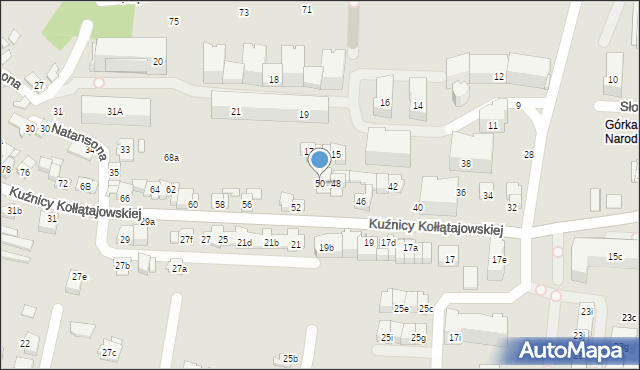 Kraków, Kuźnicy Kołłątajowskiej, 50, mapa Krakowa