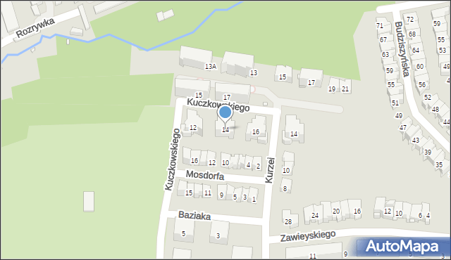 Kraków, Kuczkowskiego Mikołaja, ks., 14, mapa Krakowa