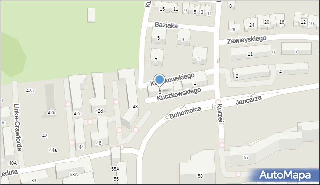 Kraków, Kuczkowskiego Mikołaja, ks., 3, mapa Krakowa