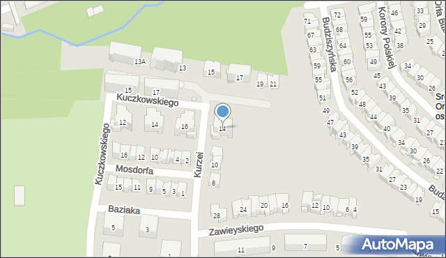 Kraków, Kurzei Józefa, ks., 14, mapa Krakowa