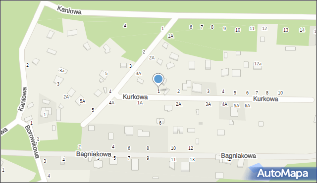 Kuby-Młyny, Kurkowa, 1, mapa Kuby-Młyny