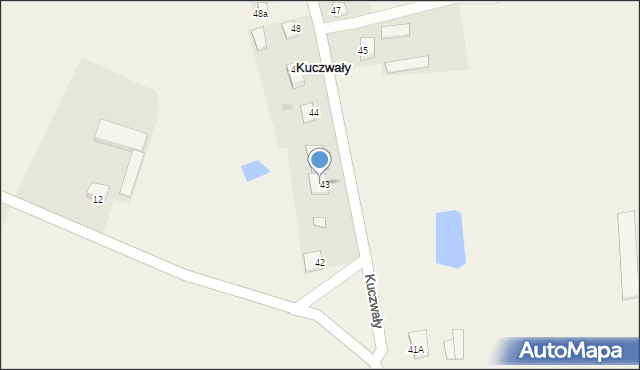 Kuczwały, Kuczwały, 43a, mapa Kuczwały