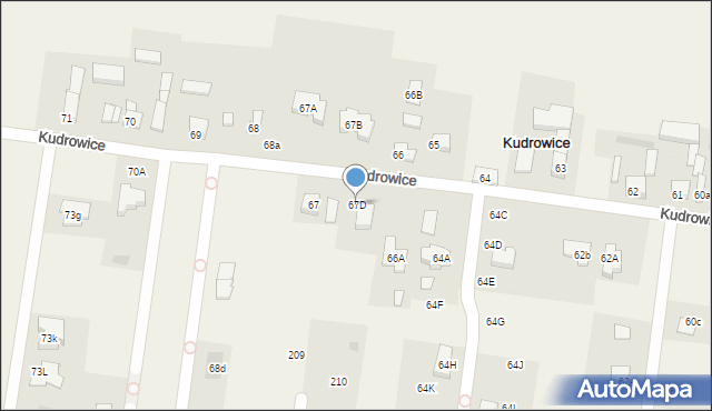 Kudrowice, Kudrowice, 67D, mapa Kudrowice