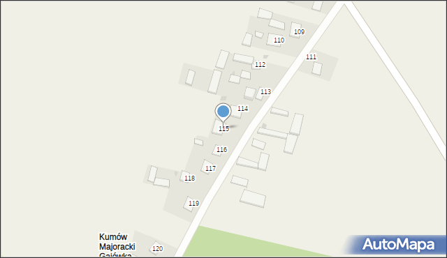 Kumów Majoracki, Kumów Majoracki, 115, mapa Kumów Majoracki
