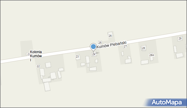 Kumów Plebański, Kumów Plebański, 24, mapa Kumów Plebański