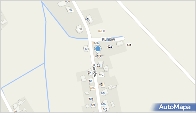 Kuniów, Kuniów, 62LA, mapa Kuniów