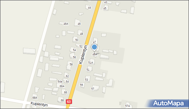 Kupientyn, Kupientyn, 49A, mapa Kupientyn