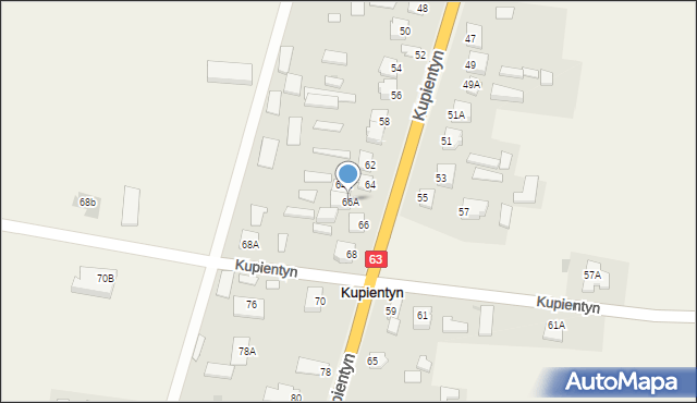 Kupientyn, Kupientyn, 66A, mapa Kupientyn