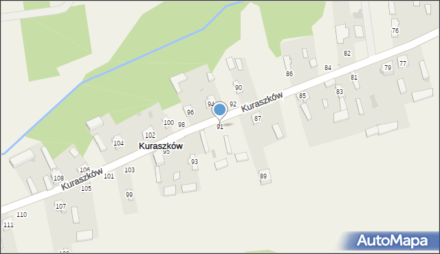 Kuraszków, Kuraszków, 91, mapa Kuraszków