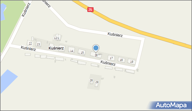 Kuśnierz, Kuśnierz, 16, mapa Kuśnierz