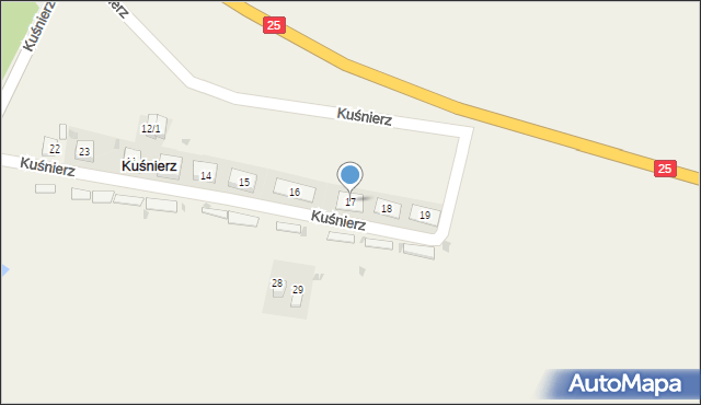 Kuśnierz, Kuśnierz, 17, mapa Kuśnierz