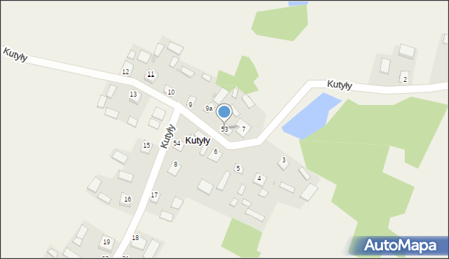 Kutyły, Kutyły, 53, mapa Kutyły