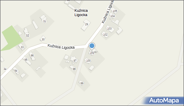 Kuźnica Ligocka, Kuźnica Ligocka, 101, mapa Kuźnica Ligocka