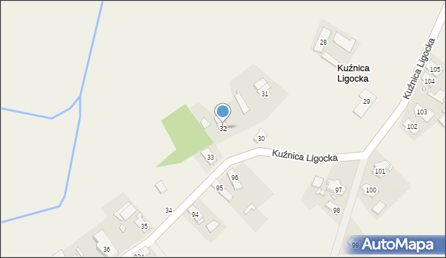 Kuźnica Ligocka, Kuźnica Ligocka, 32, mapa Kuźnica Ligocka