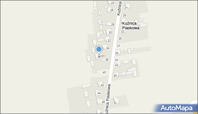 Kuźnica Piaskowa, Kuźnica Piaskowa, 36, mapa Kuźnica Piaskowa