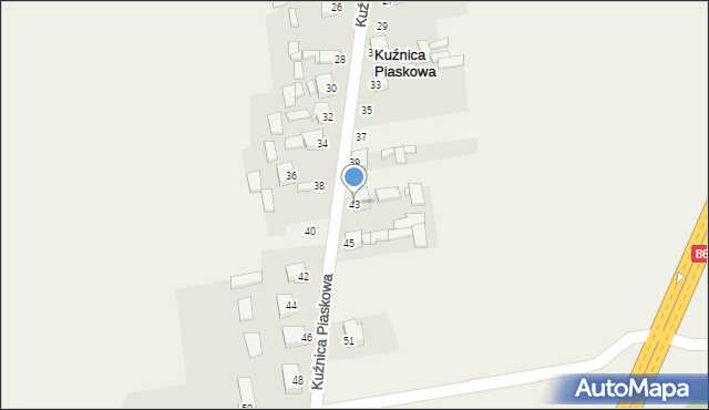 Kuźnica Piaskowa, Kuźnica Piaskowa, 43, mapa Kuźnica Piaskowa