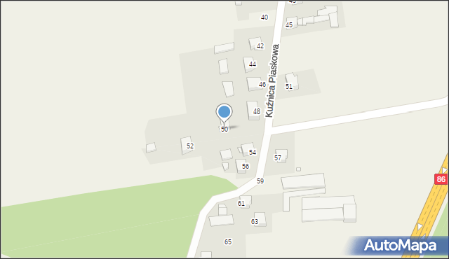Kuźnica Piaskowa, Kuźnica Piaskowa, 50, mapa Kuźnica Piaskowa