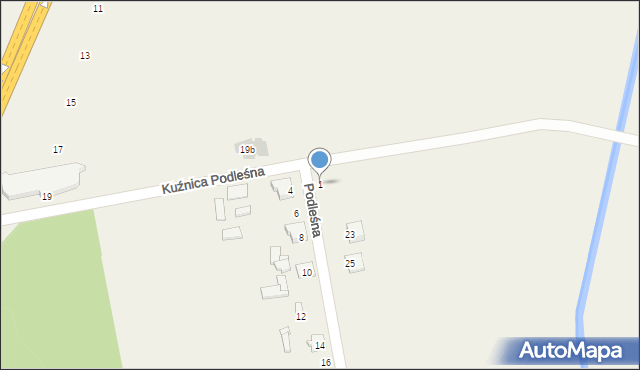 Kuźnica Podleśna, Kuźnica Podleśna, 1, mapa Kuźnica Podleśna