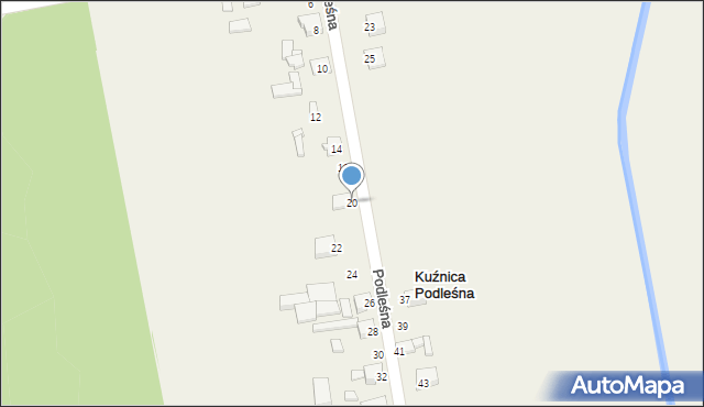 Kuźnica Podleśna, Kuźnica Podleśna, 20, mapa Kuźnica Podleśna