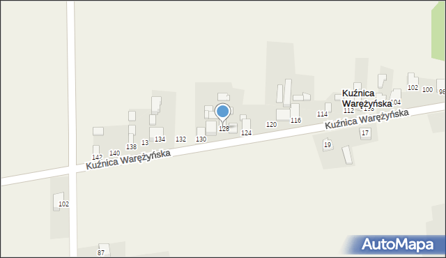 Kuźnica Warężyńska, Kuźnica Warężyńska, 128, mapa Kuźnica Warężyńska