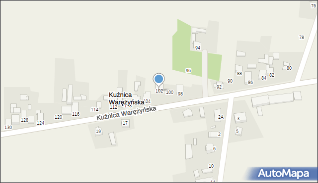 Kuźnica Warężyńska, Kuźnica Warężyńska, 102, mapa Kuźnica Warężyńska